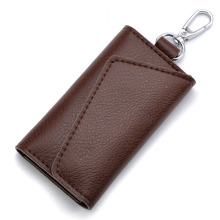 Wholesale Custom Multi Function Coin Purses Unisex Key Holder Case Genuine Leather Key chain Men's Wallet